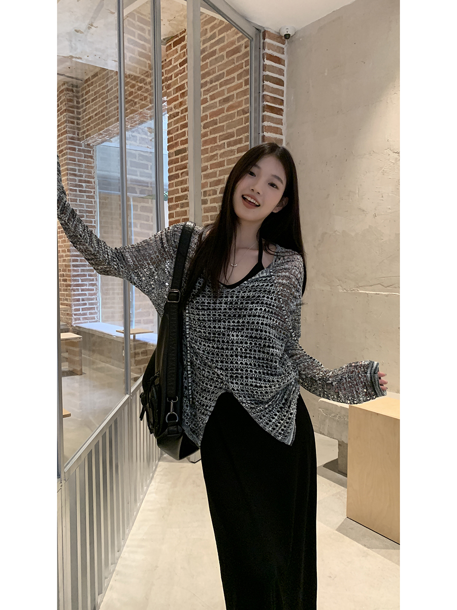 Celebrities Hall Sun Protection Blouse Women's Summer Outerwear Loose Temperament Hollow Knitted Top Design Niche Air Conditioning Shirt