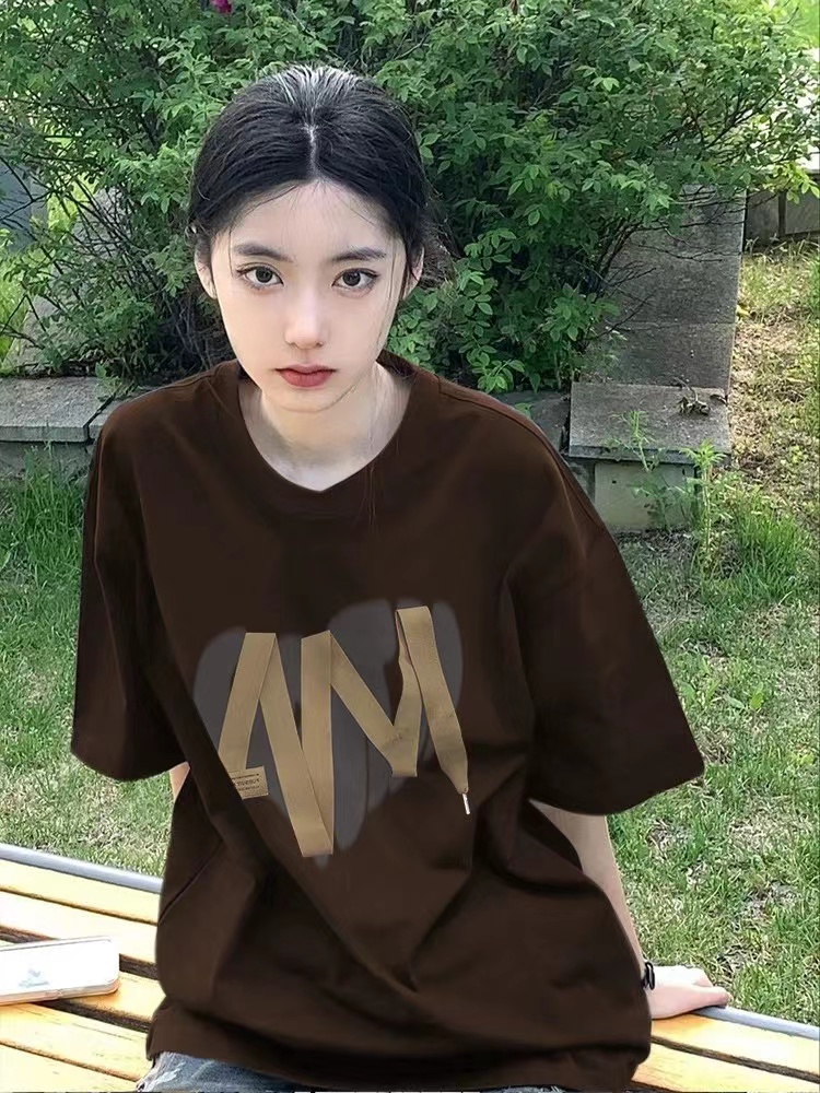 高質量純棉220克精梳緊密手感好直播品質前印花短袖t恤女
