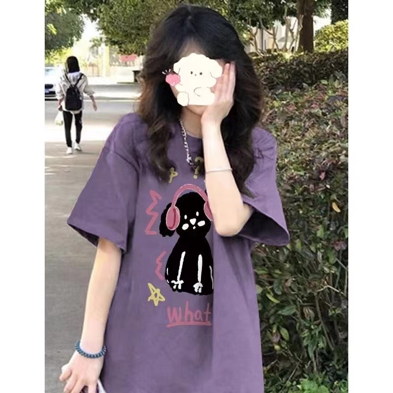 高質量純棉220克精梳緊密手感好直播品質前印花短袖t恤女