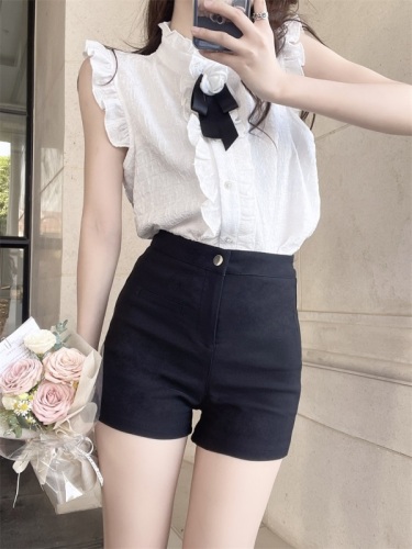Real shot!  !  Palace-style design, chic vest shirt top + high-waisted 100-pants shorts