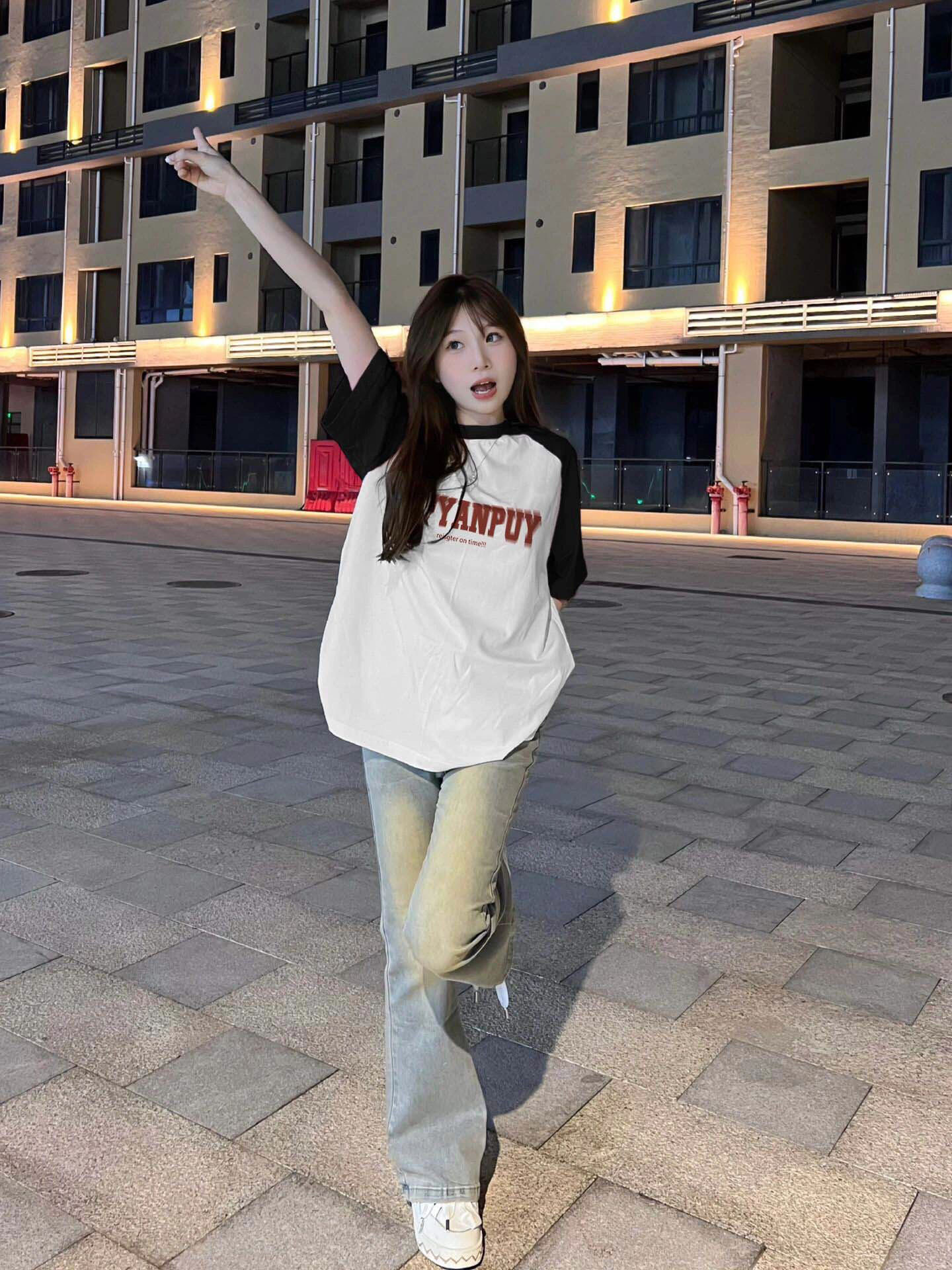 復古寬鬆撞色字母T恤女夏季新款時髦高街休閒百搭打底短袖上衣ins