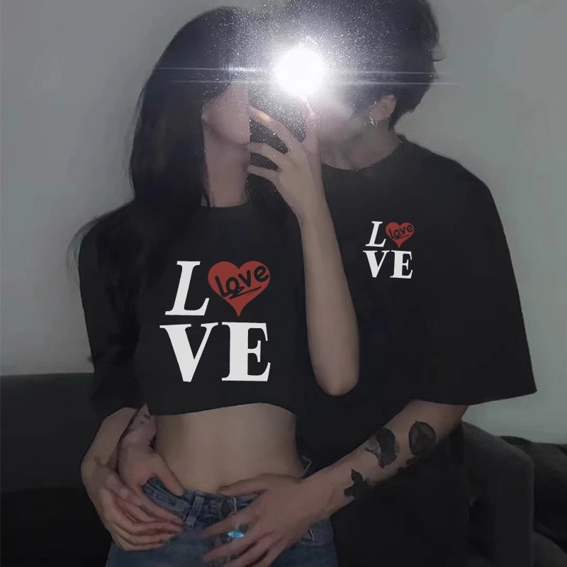 高級感網紅ins超火不一樣情侶裝夏裝純棉t恤小眾一長一短潮流半袖