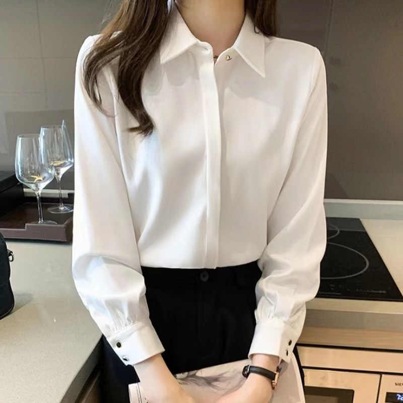 白色襯衫女新款百搭寬鬆顯瘦氣質工作服職業襯衣洋氣上衣