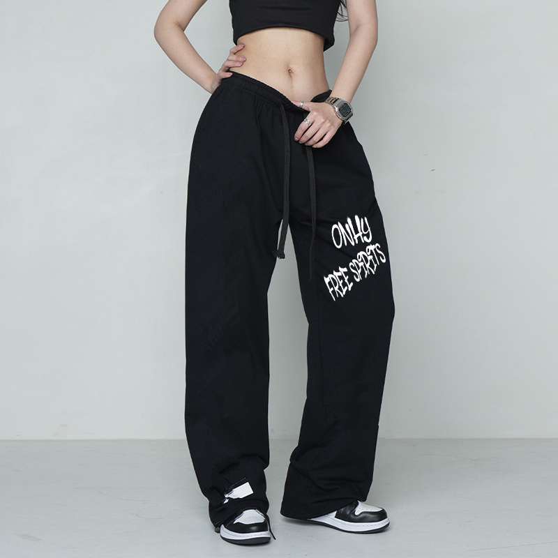休閒運動褲美式抽繩跳舞爵士舞褲子hiphop嘻哈寬鬆高腰街頭