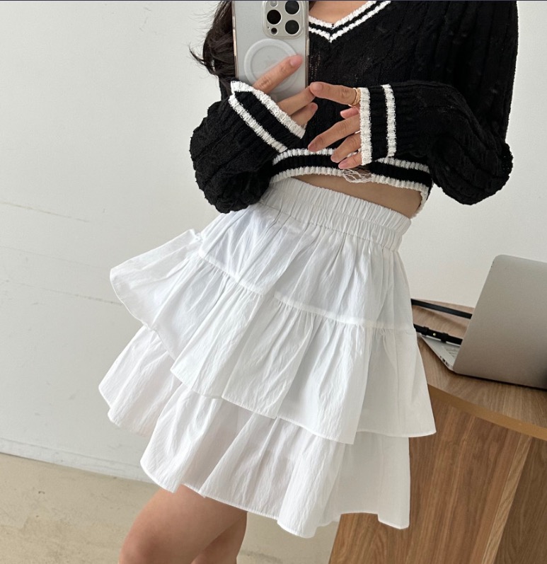 原版  高腰甜美雙層短裙半身裙 裙褲