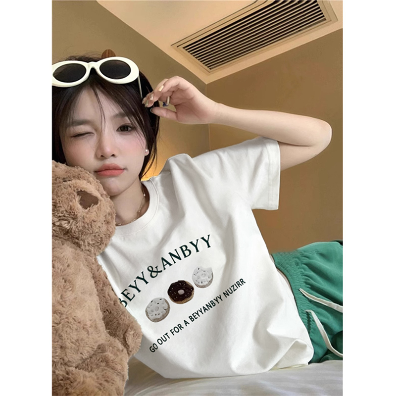 230g rear bag spring and summer new style pure cotton short-sleeved T-shirt trend