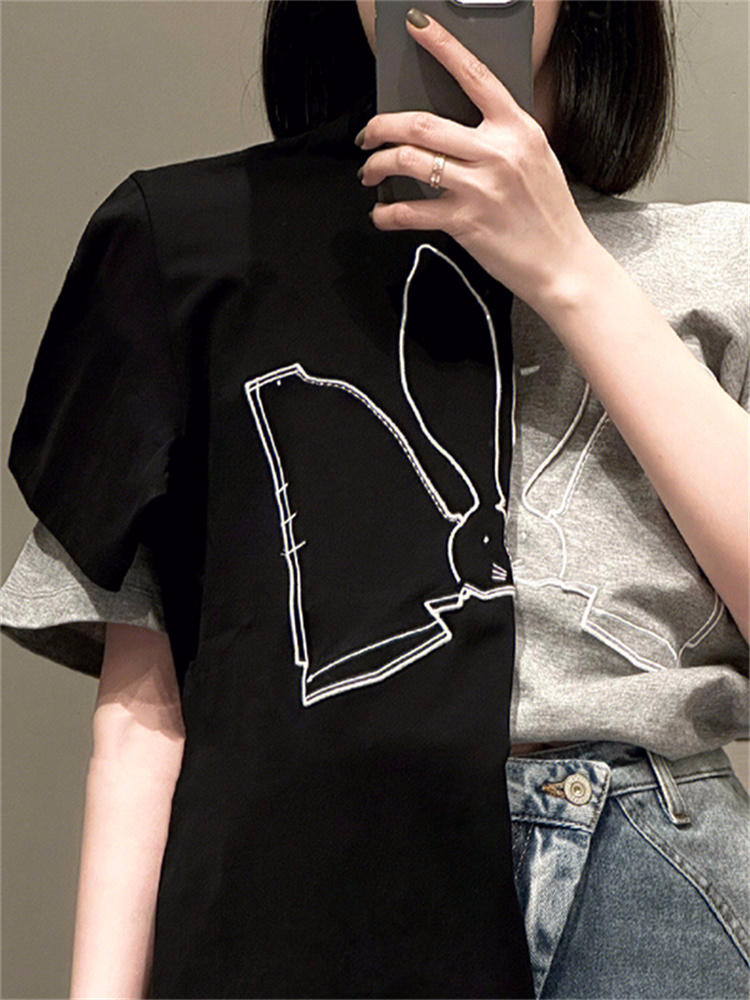 官圖220克/精梳純棉後包領有縫邊S-XXXL夏裝短袖T恤女