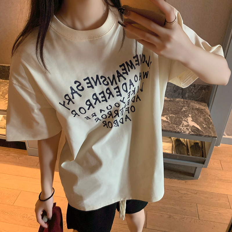 官圖220克/精梳純棉後包領有縫邊S-XXXL夏裝短袖T恤女