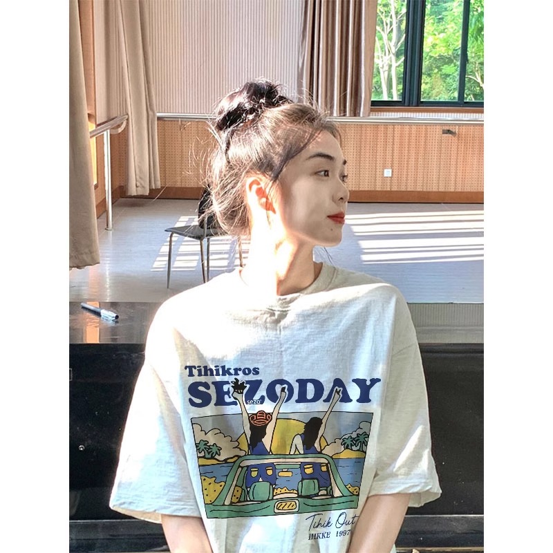 官圖220克/精梳純棉後包領有縫邊S-XXXL夏裝短袖T恤女