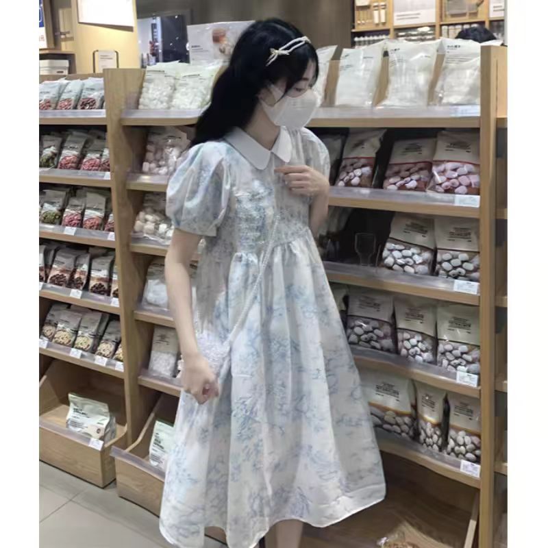 2024年新款長裙收腰顯瘦氣質甜美法式初戀裙子