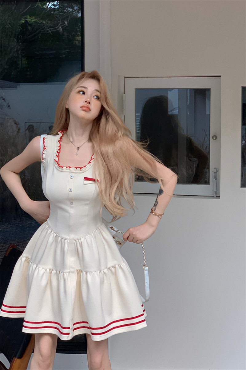 實拍 法式學院風吊帶連衣裙小個子千金少女感小香短裙