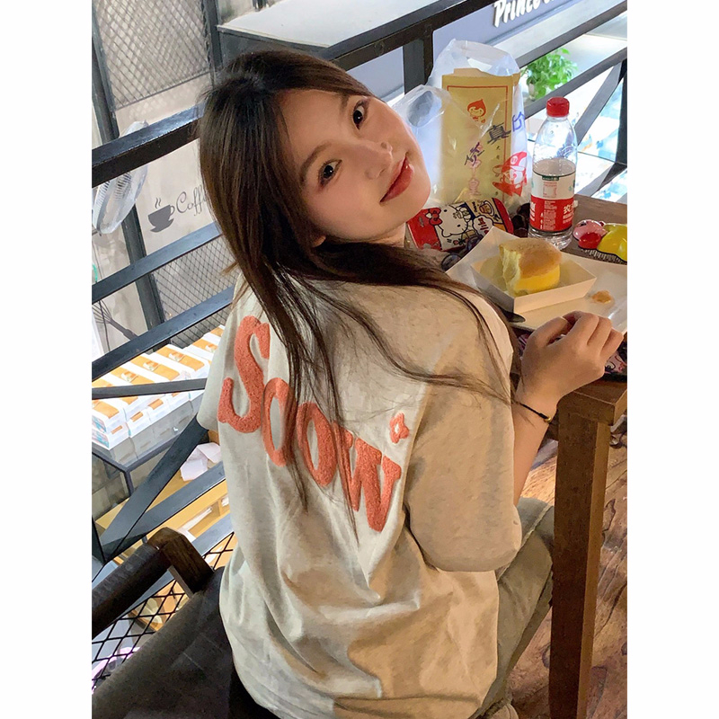 官圖220克/精梳純棉後包領有縫邊S-XXXL夏裝短袖T恤女