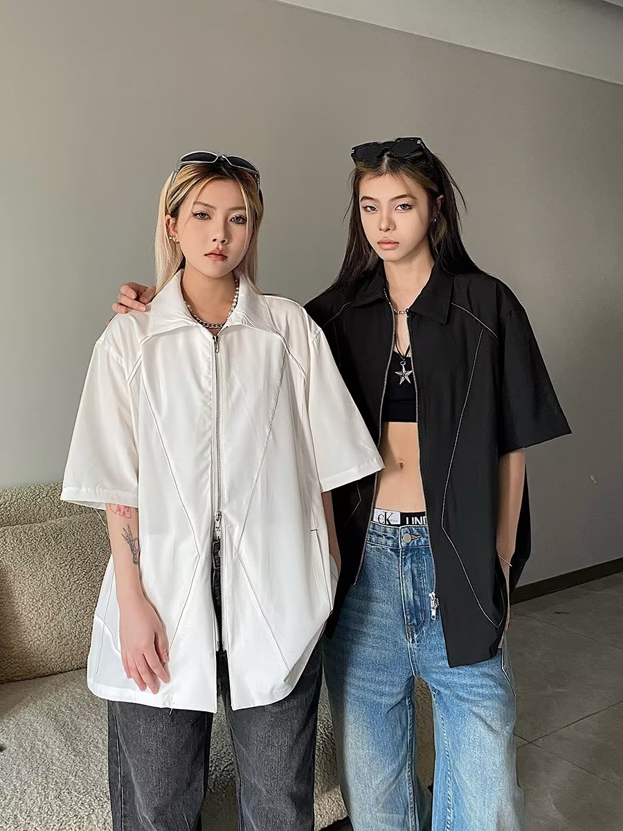 百搭簡約女時尚ins潮流短袖日系標準氣質新款夏季襯衫青春流行
