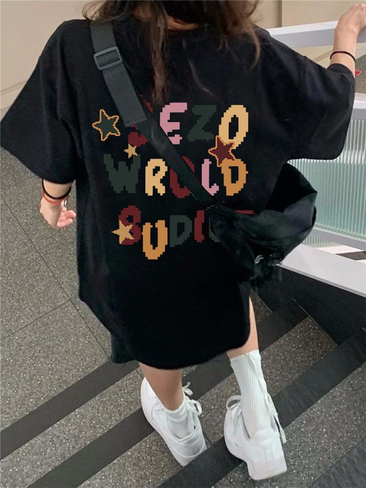 官圖220克/精梳純棉後包領有縫邊S-XXXL夏裝短袖T恤女