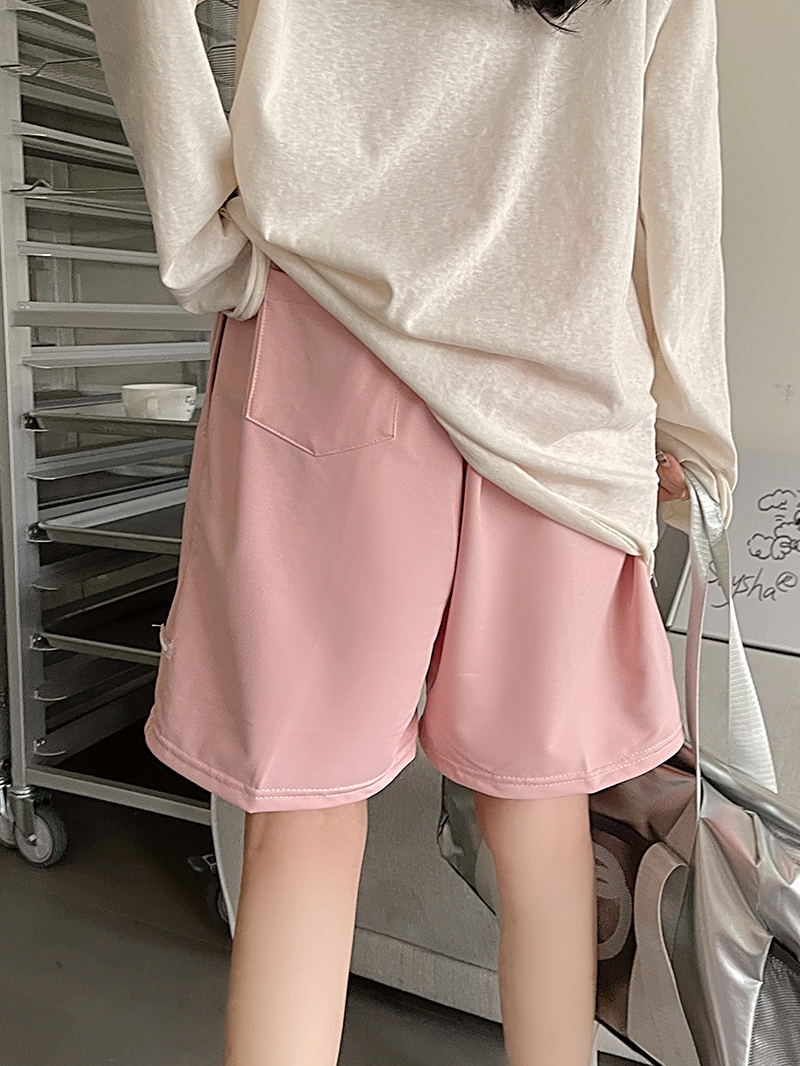 Real shot of summer wide-legged loose high-waisted straight slim casual sports pants