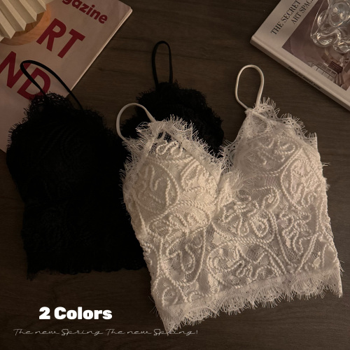 Real shot of camisole for women Korean style lace sexy tube top with breast pads for outer wear bottoming bra