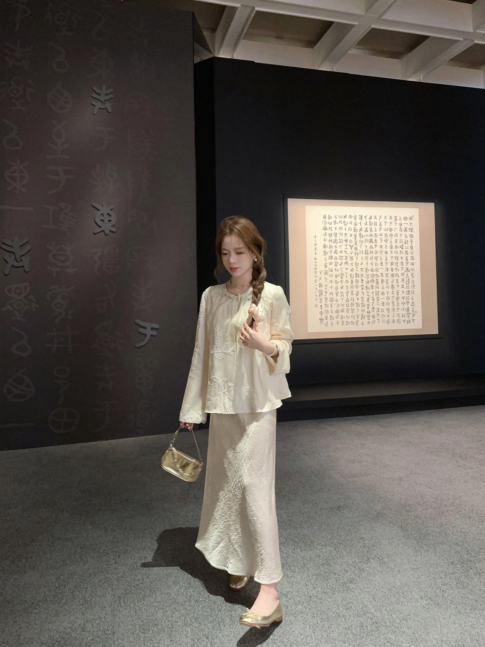 2024超好看氣質新中式輕奢套裝時尚百搭絕美提花上衣半身裙女初春