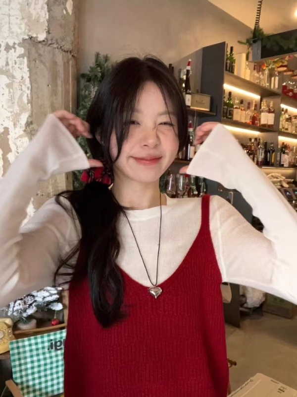 早春季新款設計感針織打底衫套裝上衣馬甲背心春秋女裝