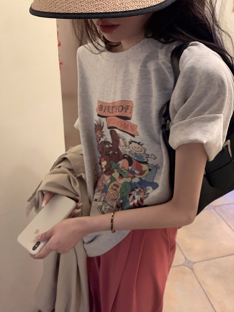 官圖220克/精梳純棉後包領有縫邊S-XXXL夏裝短袖T恤女