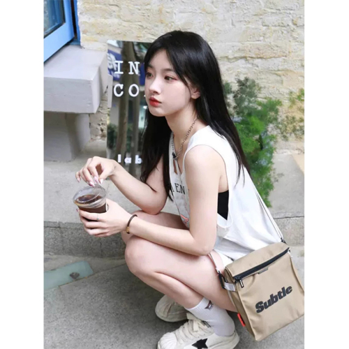 English has been changed B030# official picture 210g back bag spring and summer loose cotton printed sleeveless vest for women