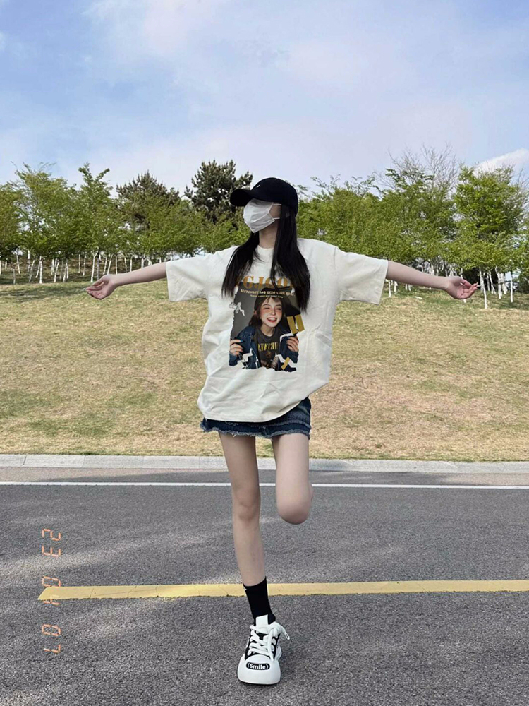 官圖220克/精梳純棉後包領有縫邊S-XXXL夏裝短袖T恤女
