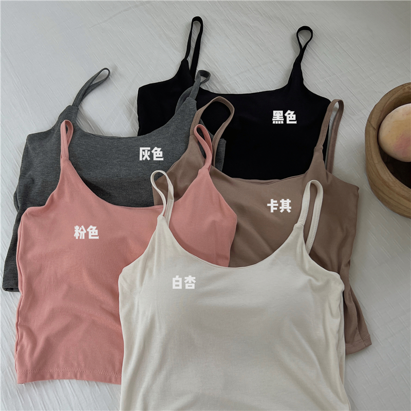 Actual shot of Korean style versatile suspenders with multi-color inner wear and outer wear camisole vests