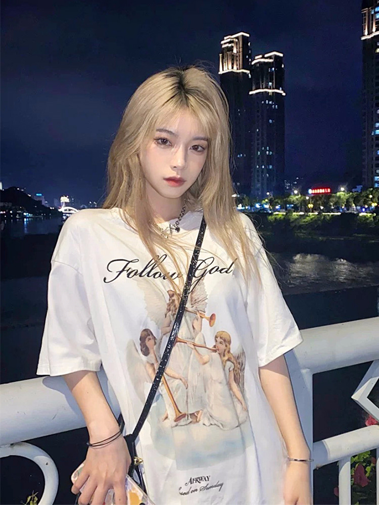 Official picture 220g/combed cotton back collar with seamed edge S-XXXL summer short-sleeved T-shirt for women
