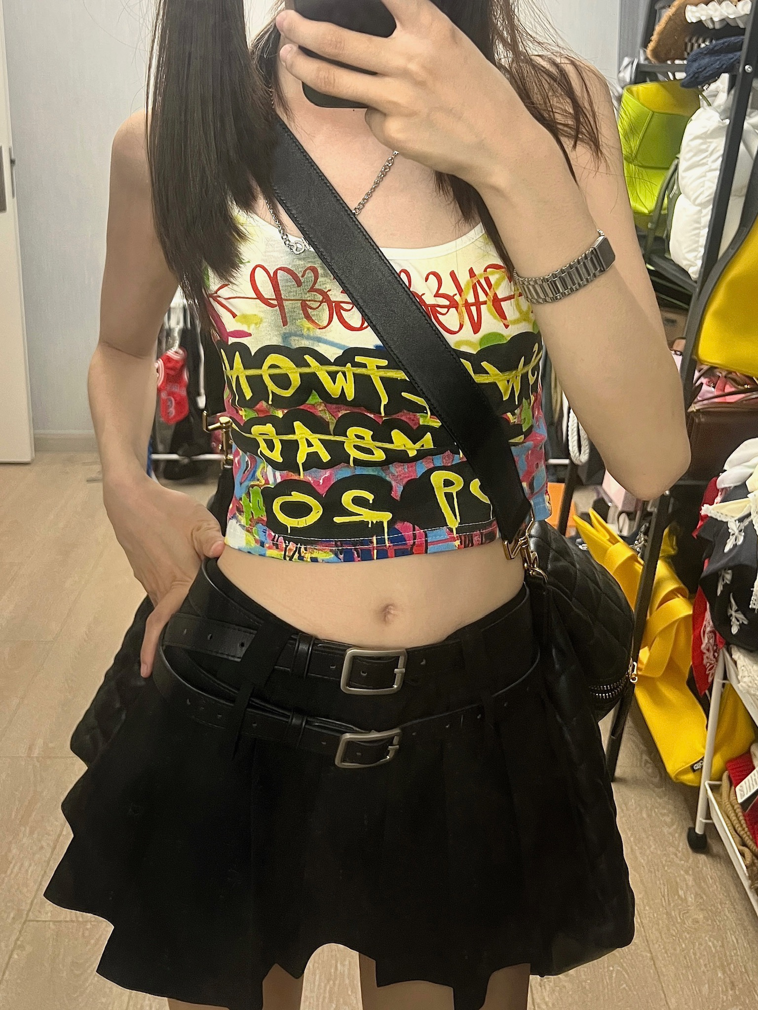 已出貨 美式復古辣妹字母印花撞色吊帶背心夏季新款顯瘦短款上衣
