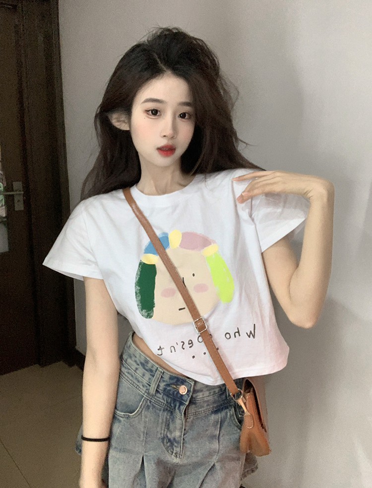 原創~實拍~正肩純棉短袖T恤女印花短上衣