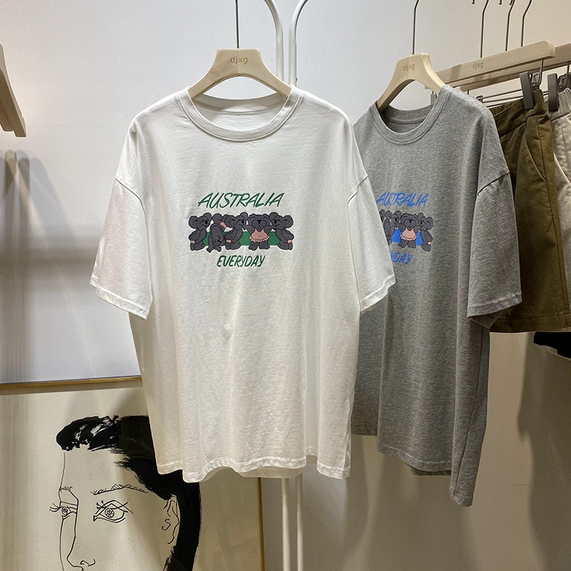 官圖 重磅/精梳純棉 後包領 有縫邊 S-XXXL 夏裝短袖T恤女