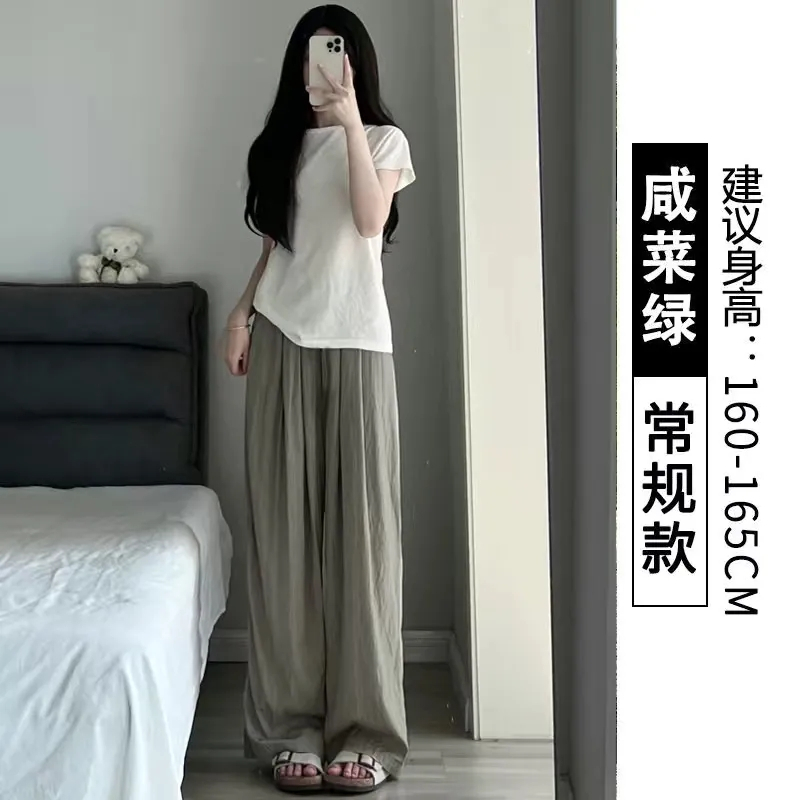 Cotton and linen pleated Yamamoto pants for women, summer thin, lazy style, new wide-leg pants, high-waist drape, casual Japanese straight pants