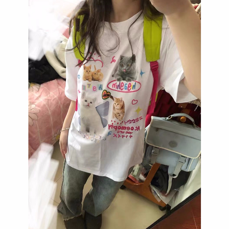 官圖220克/精梳純棉後包領有縫邊S-XXXL夏裝短袖T恤女