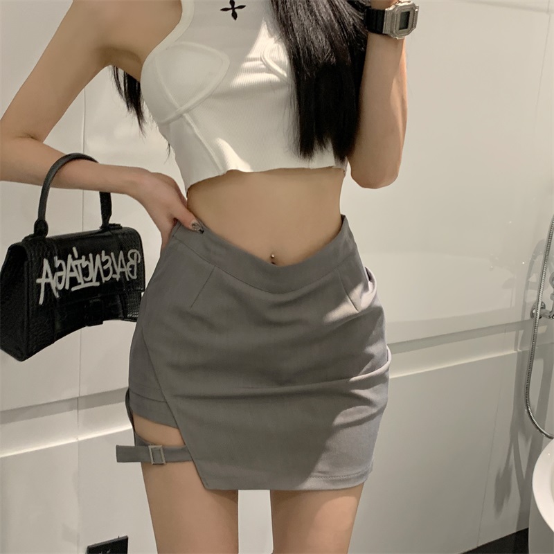 Real shot!  !  High-waisted suit skirt for women, irregular design, hip-hugging skirt, Korean style, versatile skirt