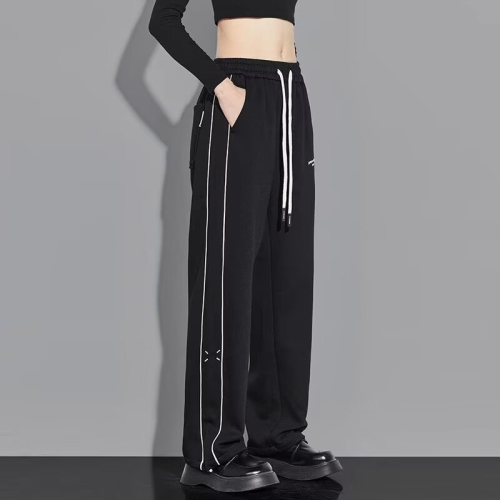 Drape straight sports pants for women in spring, simple and versatile sweatpants, loose and fashionable wide-leg casual pants for men and women