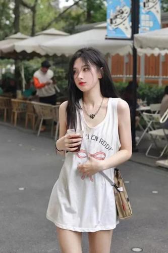 English has been changed B030# official picture 210g back bag spring and summer loose cotton printed sleeveless vest for women