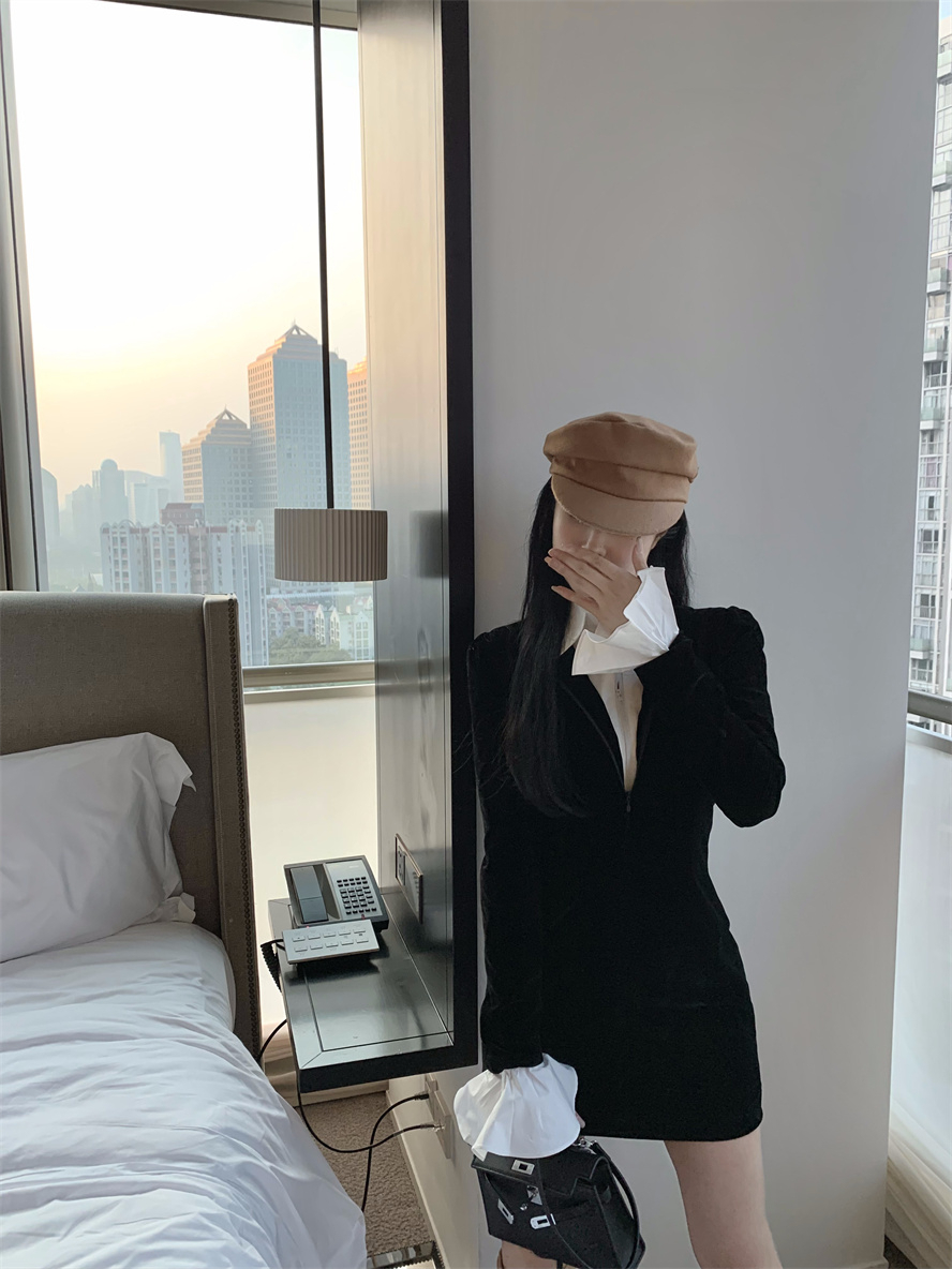 已出貨 假兩件POLO領連衣裙女裝新款高級感氣質修身顯瘦百搭裙子