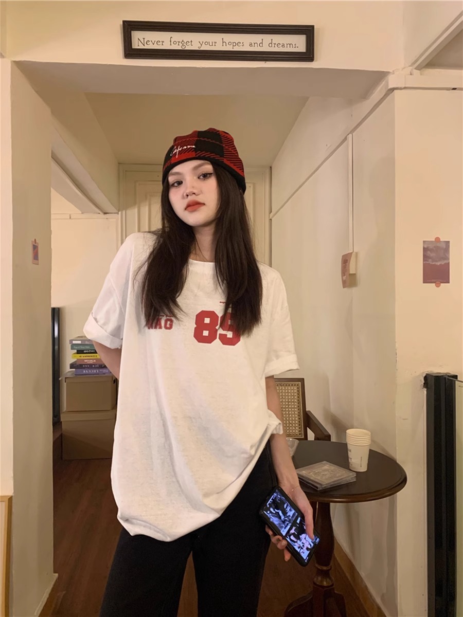 官圖220克/精梳純棉後包領有縫邊S-XXXL夏裝短袖T恤女