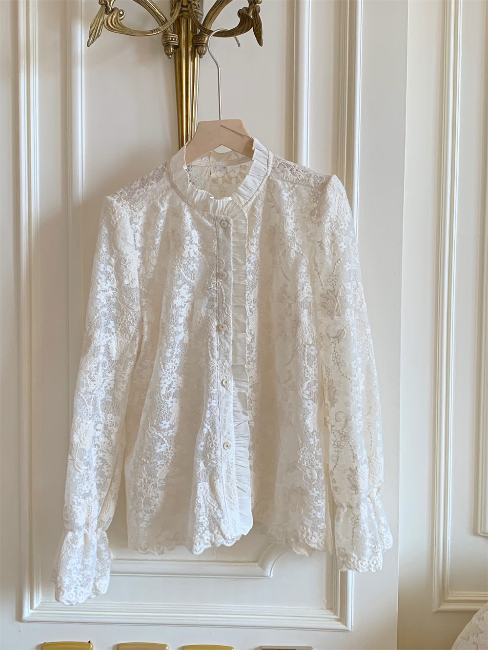 Real shot!  see-through lace shirt