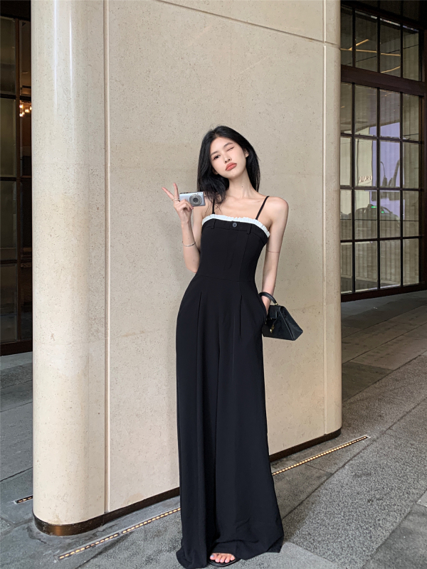 Real shot ~ Two-wear tube top jumpsuit for women, high-end summer 2024 new loose wide-leg jumpsuit