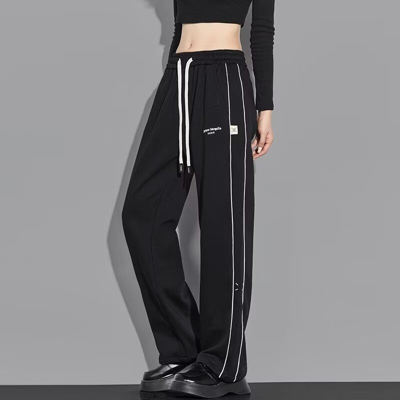 Drape straight sports pants for women in spring, simple and versatile sweatpants, loose and fashionable wide-leg casual pants for men and women