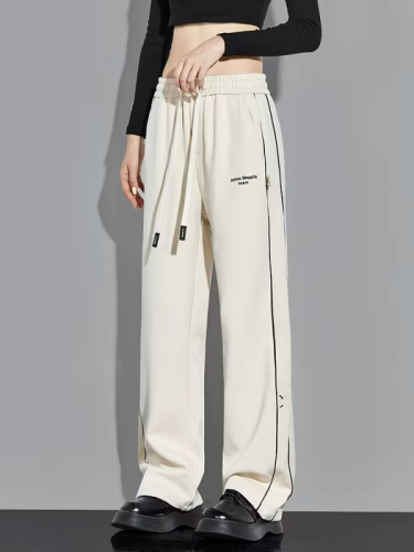 Drape straight sports pants for women in spring, simple and versatile sweatpants, loose and fashionable wide-leg casual pants for men and women