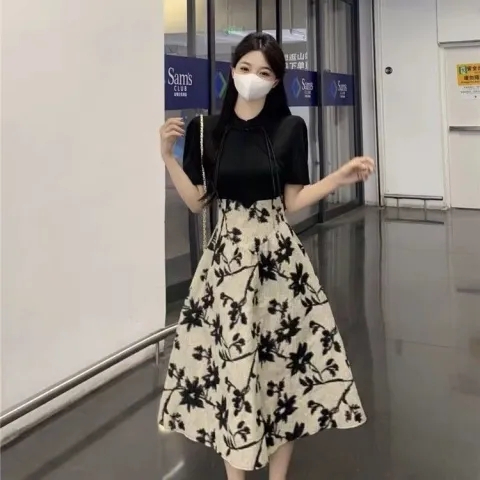 原版做法 法式假兩件小個子新中式連衣裙夏季新款高級感赫本風裙