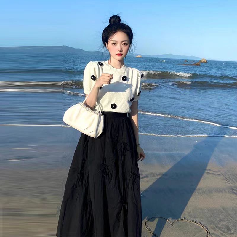 溫柔風花朵短袖t恤夏季冰絲上衣女