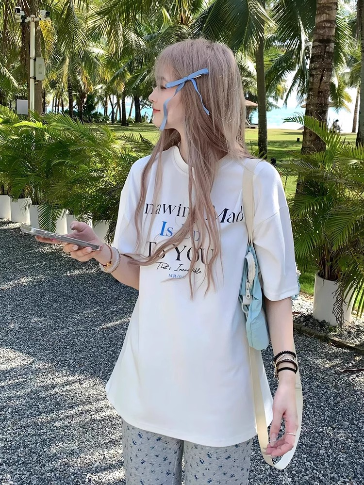 Official picture 220g/combed cotton back collar with seamed edge S-XXXL summer short-sleeved T-shirt for women