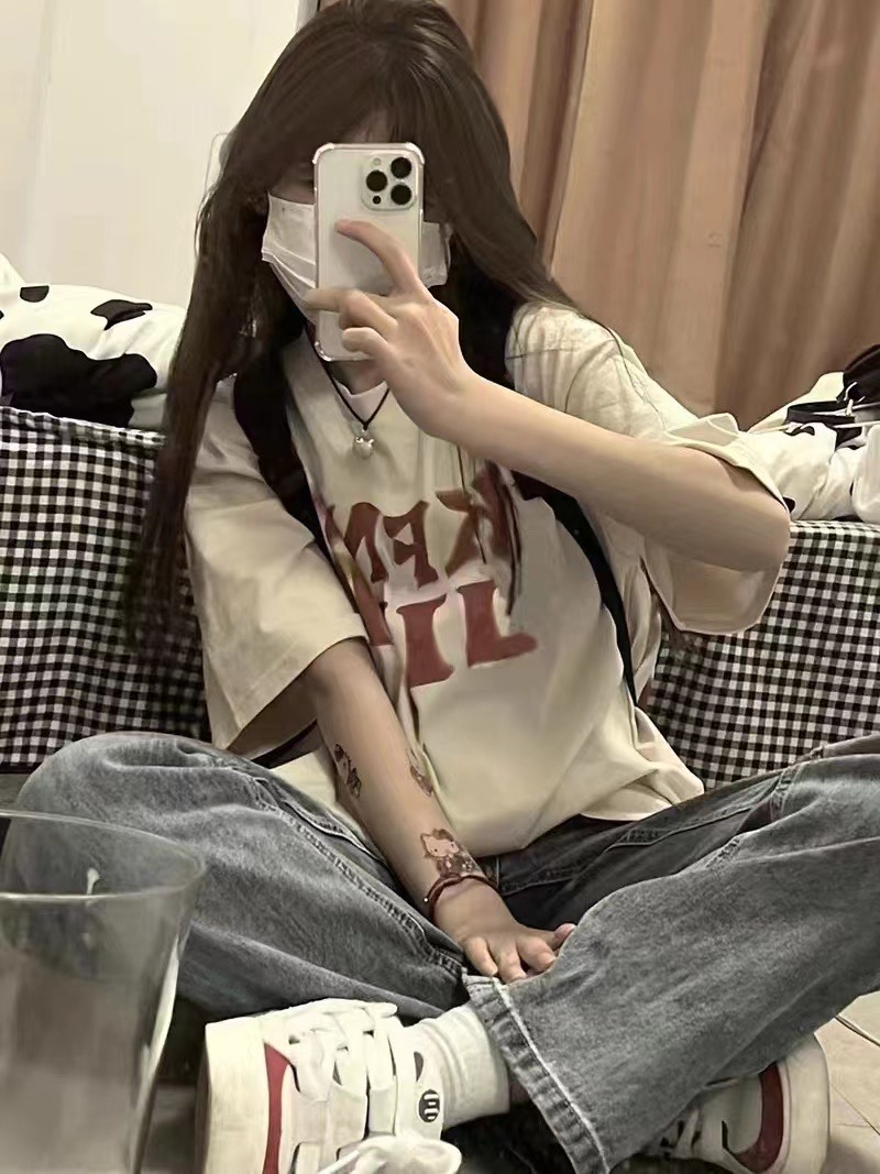 新款短純棉袖t恤印花國潮休閒百搭氣質上衣女