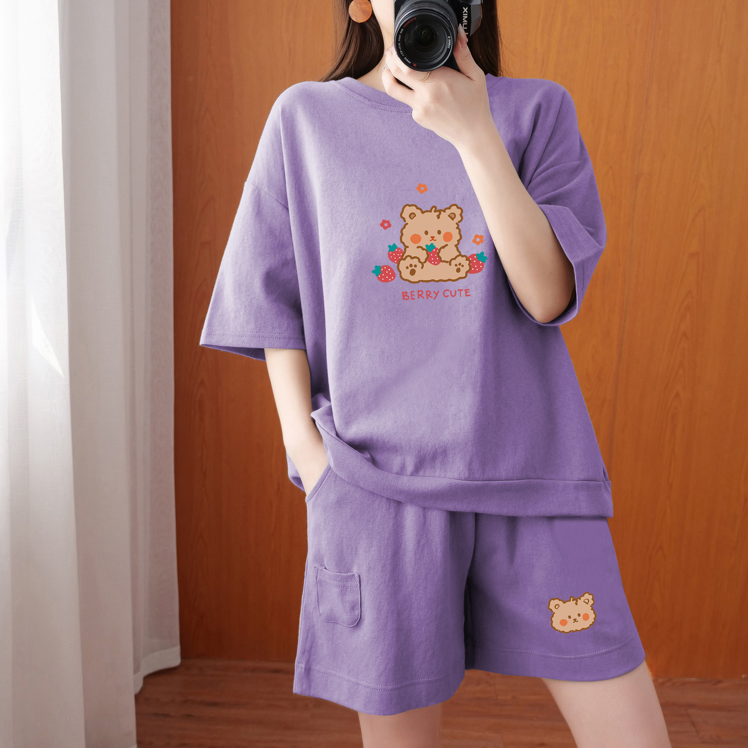 Casual sports suit for women summer Korean version ins trendy student thin loose shorts short-sleeved fashion two-piece suit