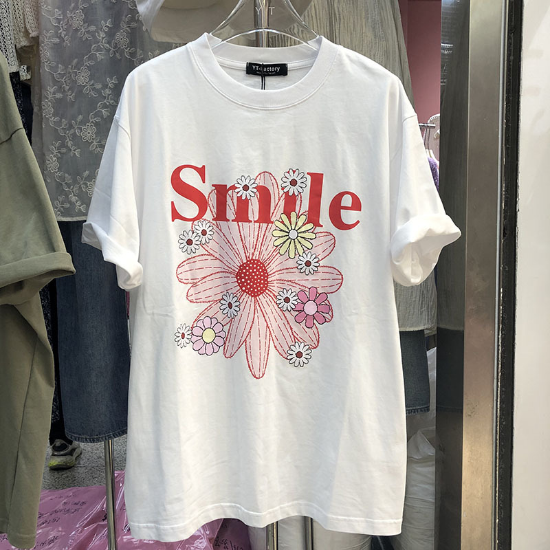 官圖 重磅/精梳純棉 後包領 有縫邊 S-XXXL 夏裝短袖T恤女