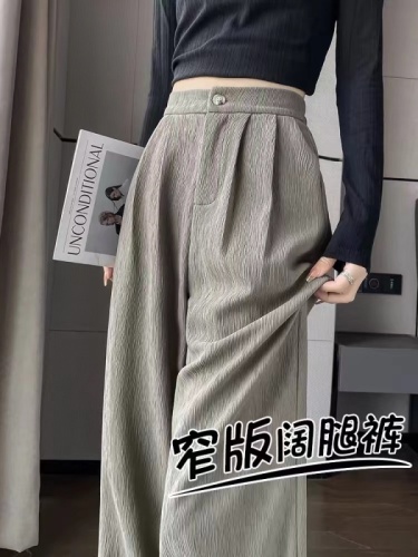 Official photo of women's straight-leg suit pants, high-end drapey wide-leg pants for women