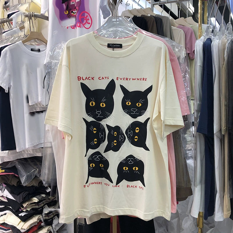 官圖 重磅/精梳純棉 後包領 有縫邊 S-XXXL 夏裝短袖T恤女