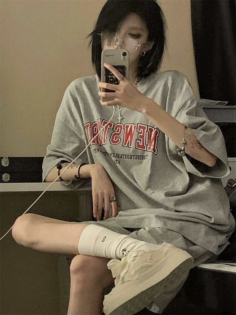 官圖220克/精梳純棉後包領有縫邊S-XXXL夏裝短袖T恤女